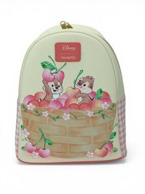 Disney Loungefly Chip N Dale Cherry Basket Mini Backpack Pink Gingham NWT